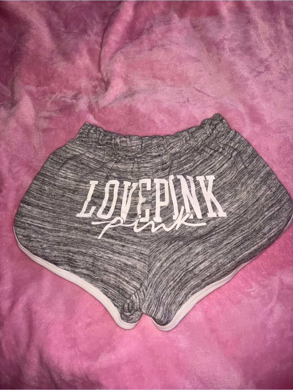 PINK Victoria's Secret Gray 'Love PINK' Athletic Shorts